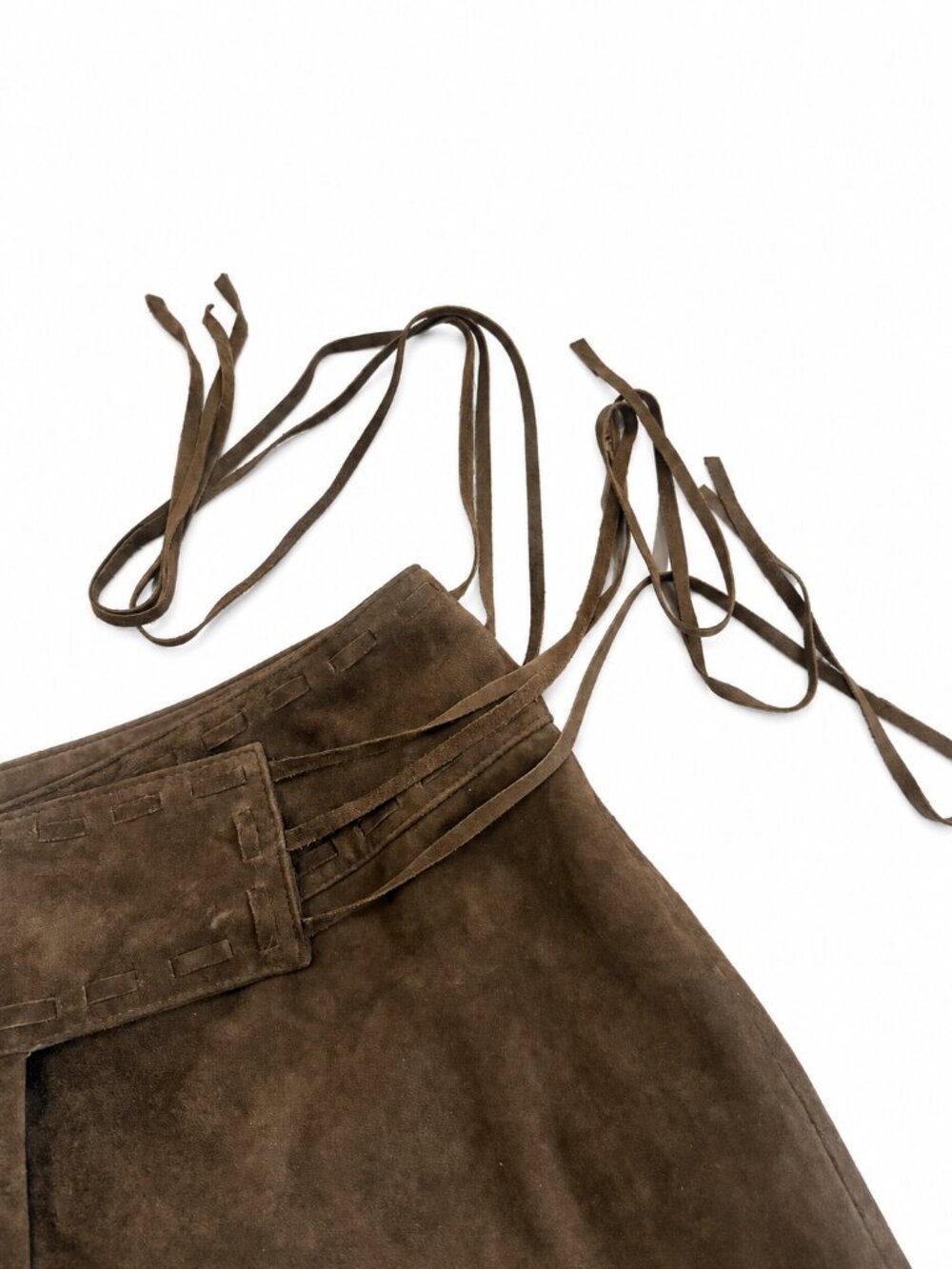 Vintage Cache Brown Goat Suede Lace Up Flare Pants Size 4 - Picture 3 of 5